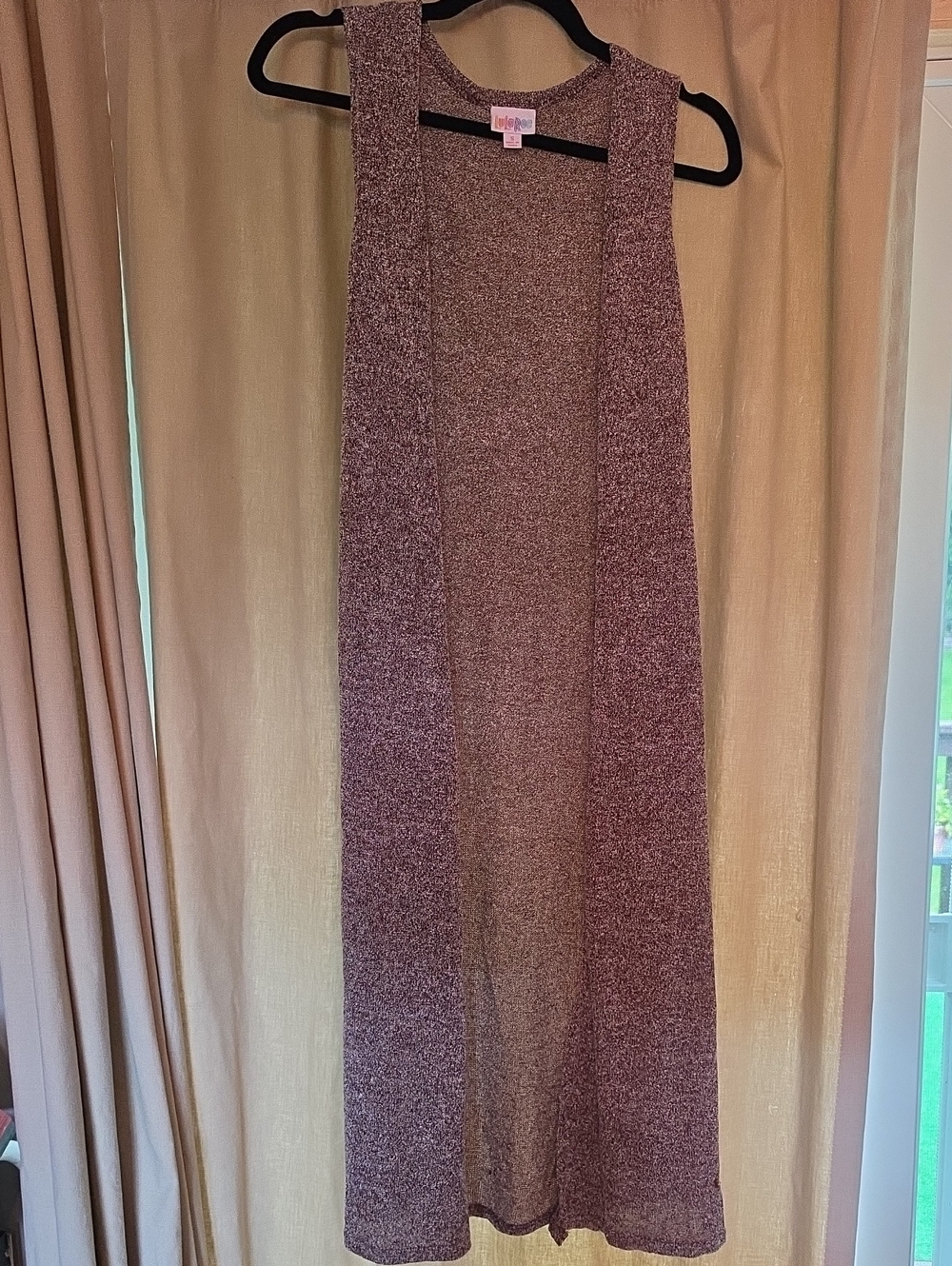LuLaRoe Joy Mauve Brown Sleeveless Sweater Material Duster Vest